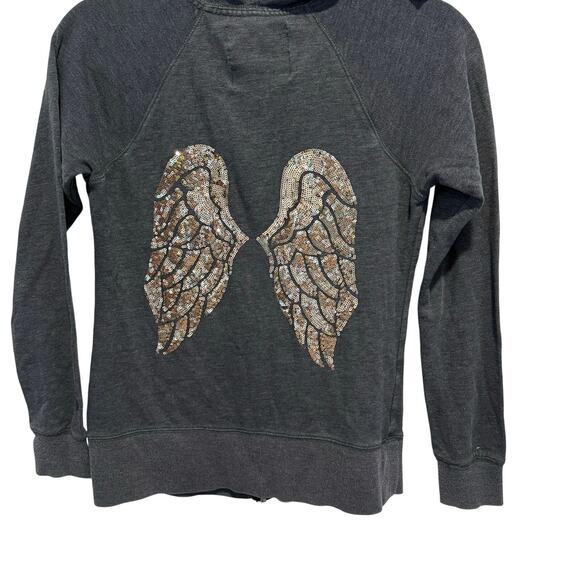 Victoria secret grey angel hoodie full zip size XS with angel wings - Picture 2 of 7